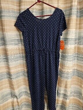 Wonder Nation Girls (XXL) Navy Blue Polka Dot Romper